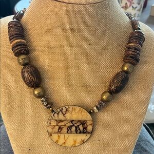 Brown and Gold Beaded Necklace